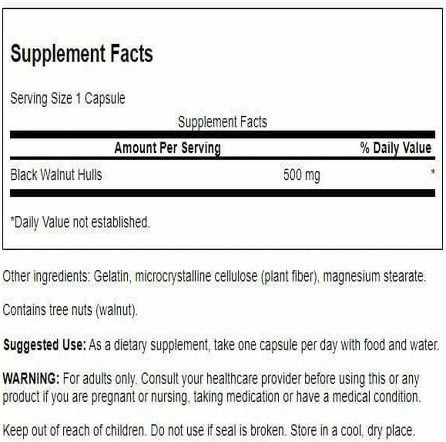 Swanson Black Walnut Hulls 500 mg, 60 Capsules - görsel 2