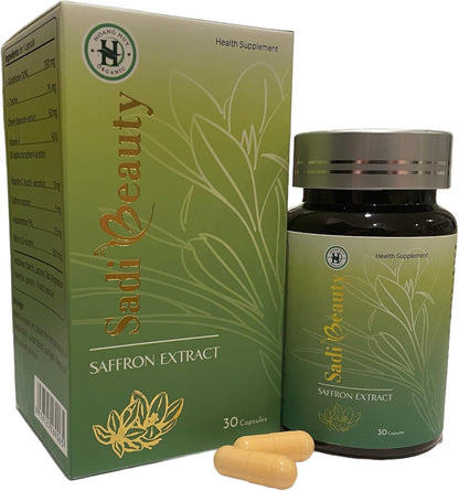 Sadi Beauty Saffron Extract Capsules with L-Glutathione, Vitamin C & E – Brighten Skin Tone, Reduce Dark Spots (30 Capsules)