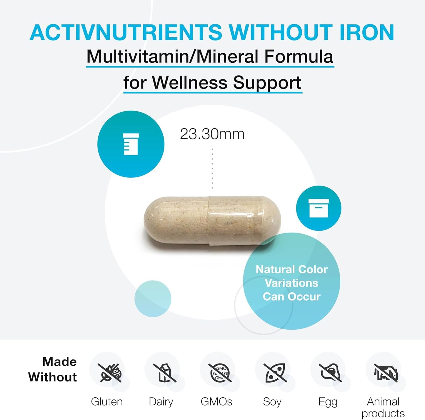 XYMOGEN ActivNutrients Without Iron - No Iron Multivitamin for Wellness Support, Energy Production and Immune Support - Gluten-free and Dairy-free - 120 Tablets - görsel 3