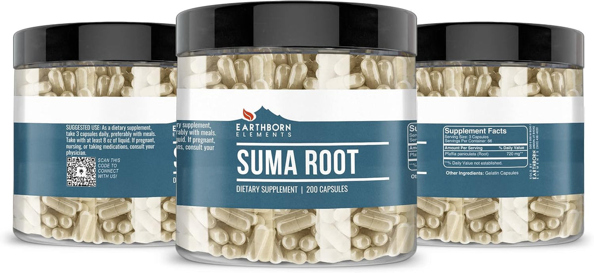Earthborn Elements Suma Root 200 Capsules, Pure and Undiluted, No Additives - görsel 4