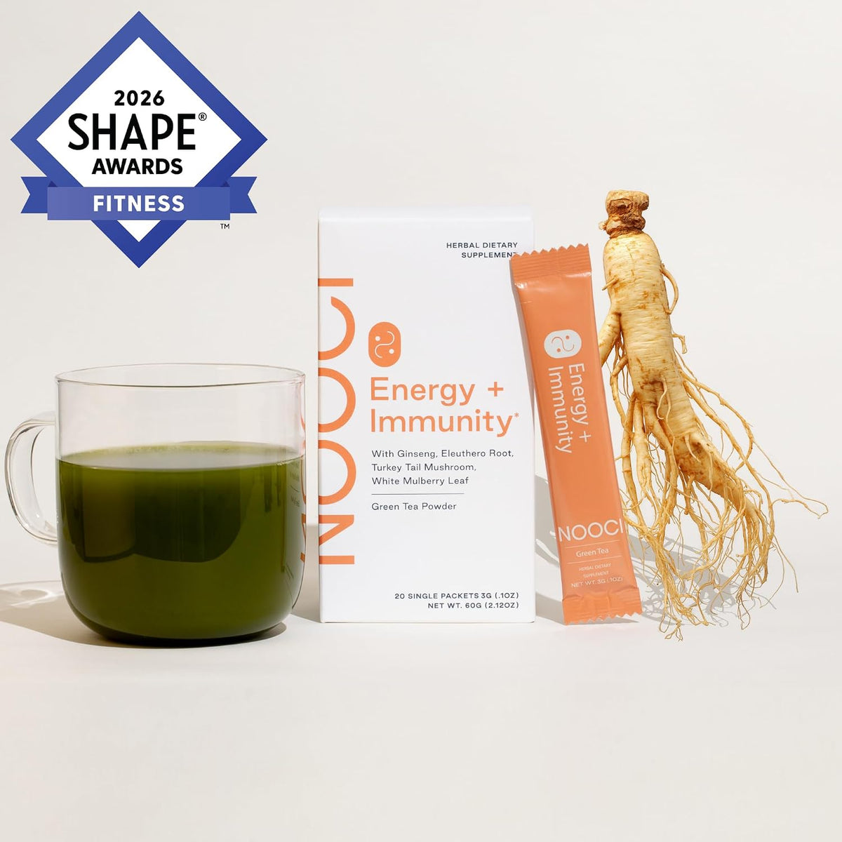NOOCI Energy + Immunity: Natural Herbal Energy Supplement Powder with Ginseng & Turkey Tail Mushroom - görsel 9
