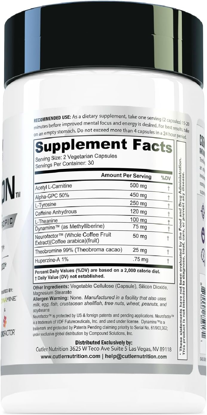 Cutler Nutrition COGNITION High Potency Brain Nootropic Focus Supplement (60 Capsules) - görsel 3