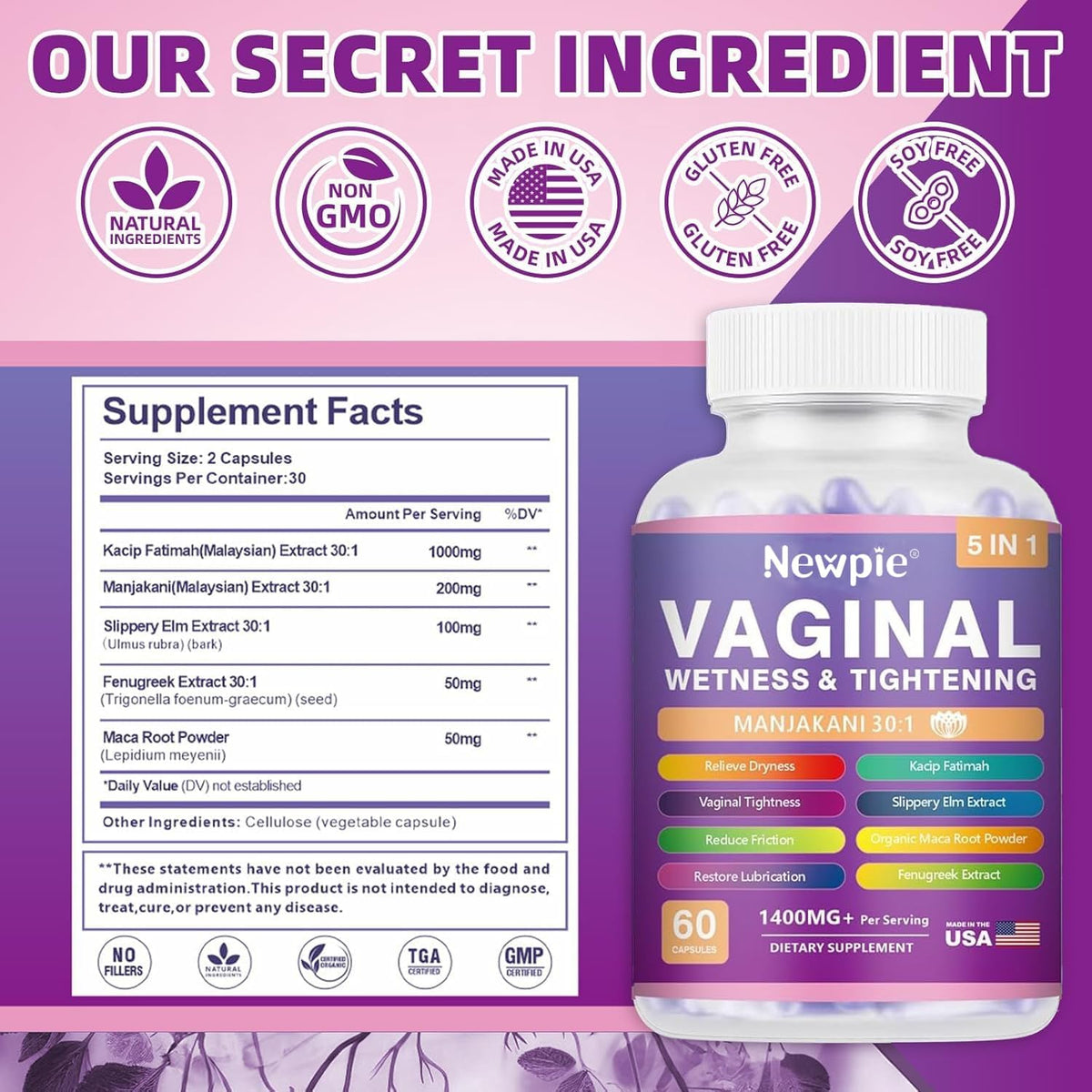 SUWENY Vaginal Moisturiser & Toning Capsules – pH Balance Support: The synergistic blend helps maintain a healthy – Image 2