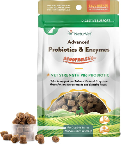 NaturVet – Advanced Probiotics & Enzymes - Plus Vet Strength PB6 Probiotic | Supports and Balances Pets with Sensitive Stomachs & Digestive Issues | for Dogs & Cats (454 g)