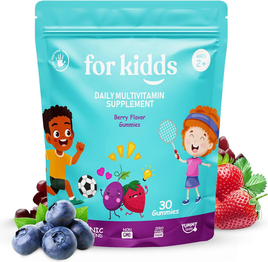 ZettoA Daily Multivitamins for Children Ages 2+ – Berry Gummies with 11 Essential Vitamins & Minerals (30 Count)