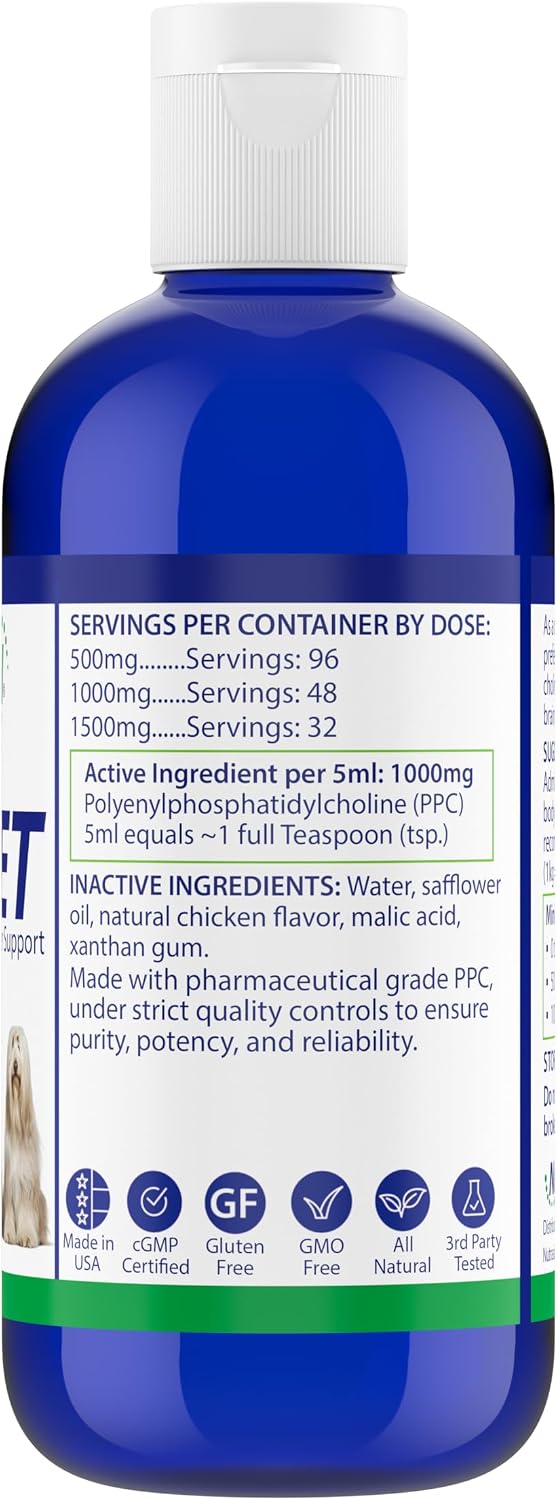 PPC-Vet Polyunsaturated Phosphatidylcholine Liver and Brain Health Supplement for All Sized Cats and Dogs 1000mg PPC / 5mL - Liposomal Liquid 237ml - görsel 2