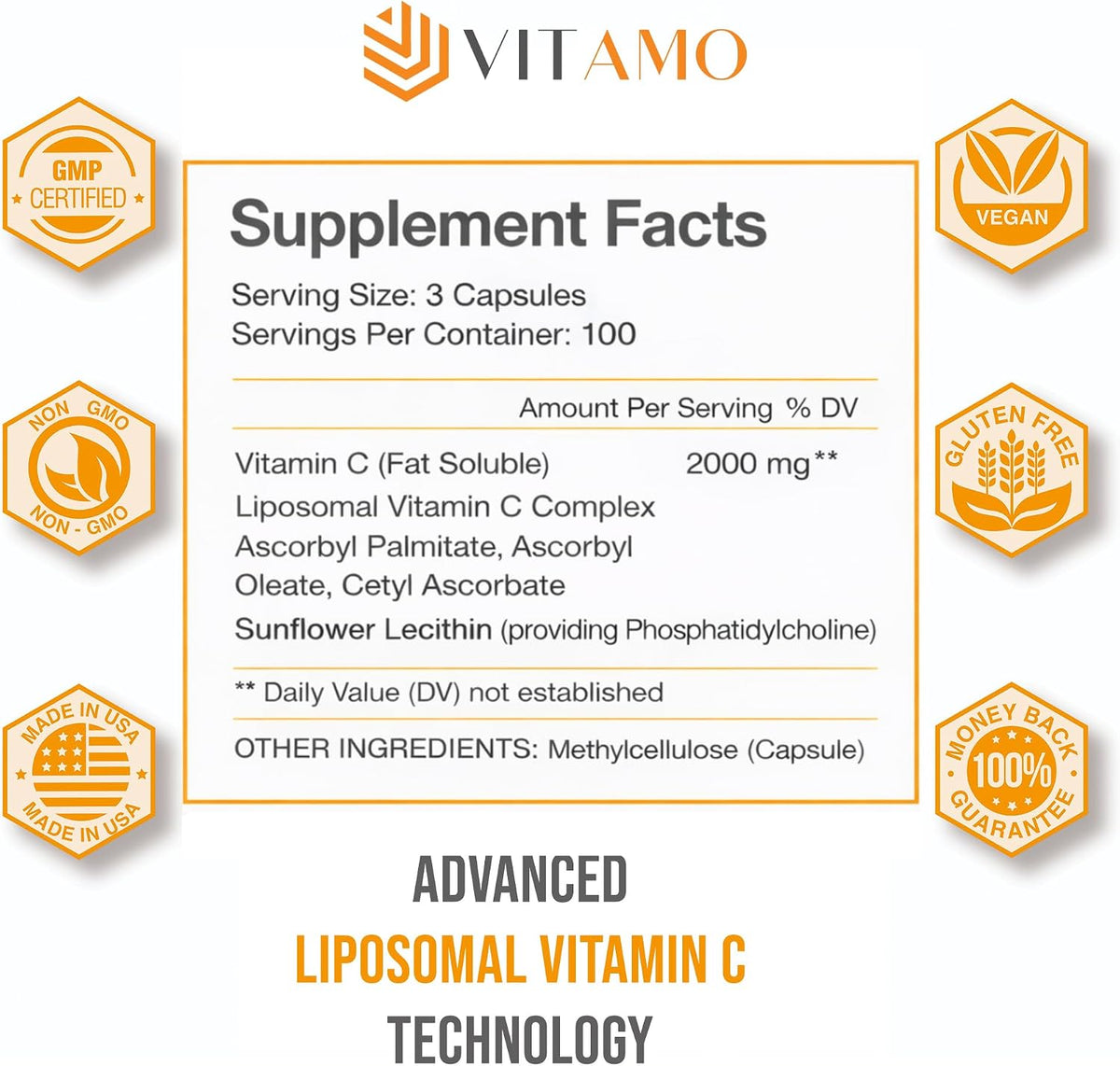 Liposomal Vitamin C 2000mg, 300 Capsules, High Absorption Ascorbic Acid - görsel 2