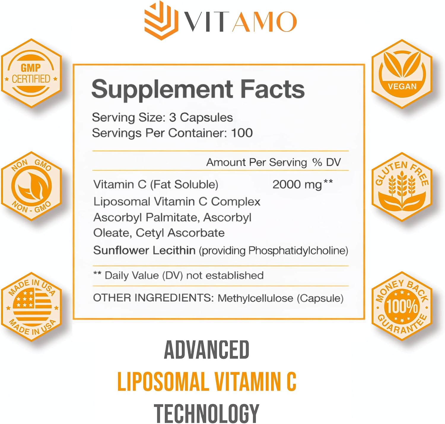 Liposomal Vitamin C 2000mg – Superior Delivery System – 300 Capsules - görsel 2