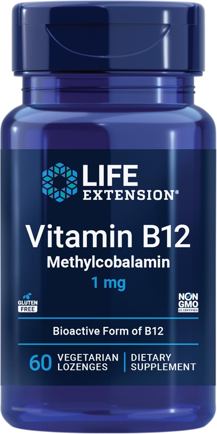 Life Extension Vitamin B12 Methylcobalamin, 1 mg, Quick-Dissolving Lozenges, 60 Lozenges - görsel 1