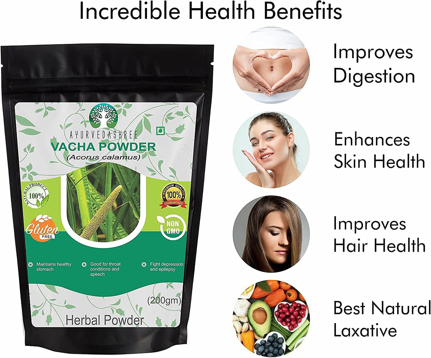 AYURVEDASHREE Calamus Powder (Vacha) - Acorus Calamus Root Powder, 200g - görsel 3