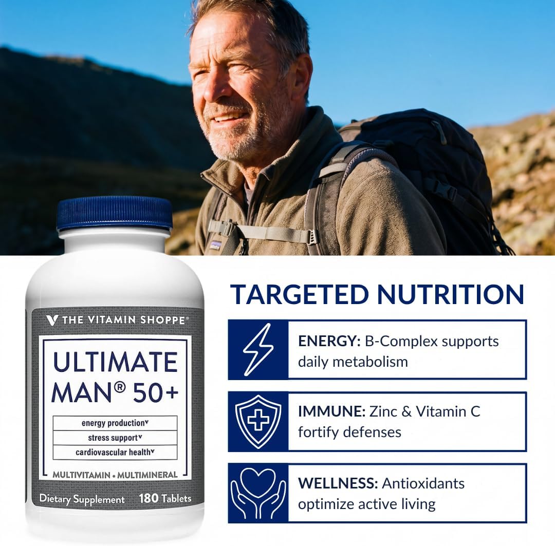 The Vitamin Shoppe Ultimate Man 50+ Multivitamin, 180 Tablets - görsel 6