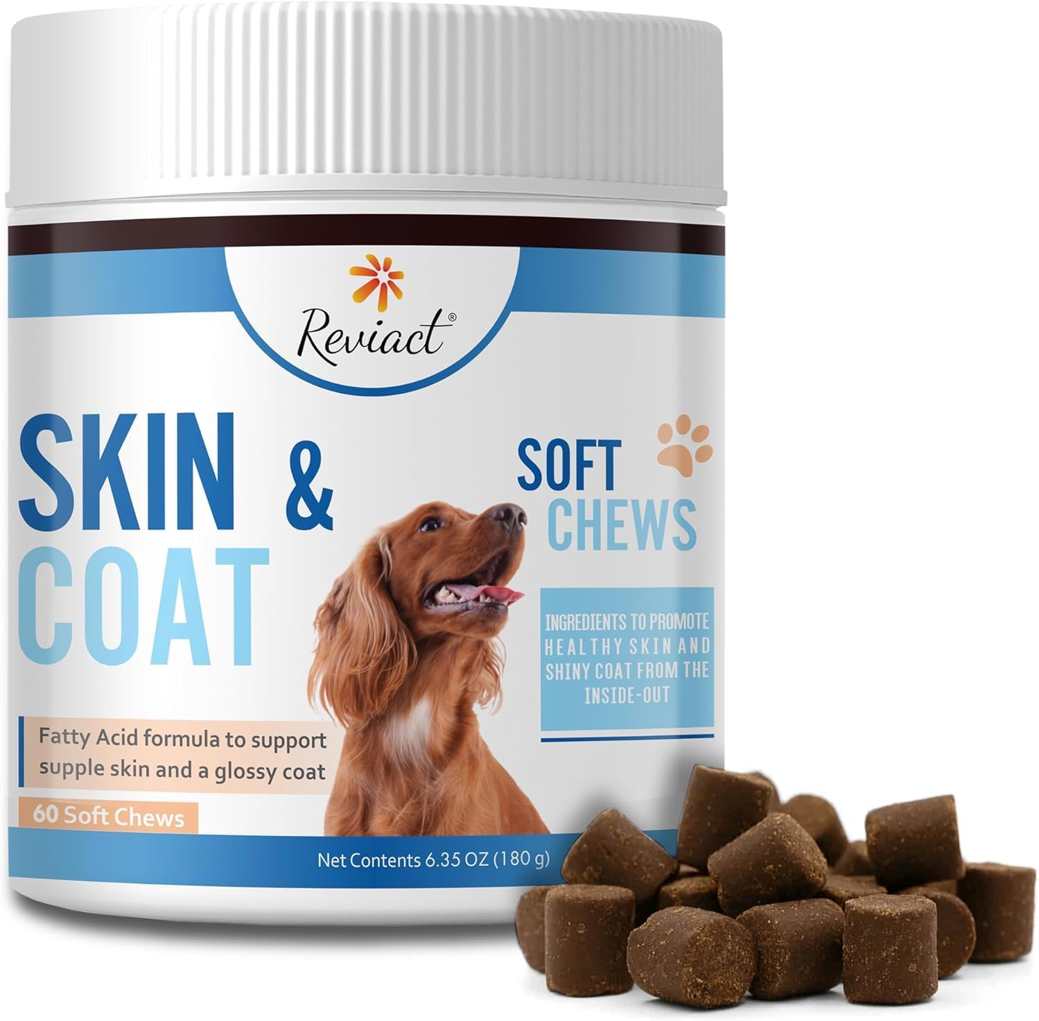 Skin and Coat Supplement for Dogs, Omega-3 Fish Oil Chews for Dogs with DHA EPA Omega-3 and Biotin, Anti-Shedding Treats for Thick and Shiny Coat, 60 Beef Flavoured Canine Soft Chews - görsel 1