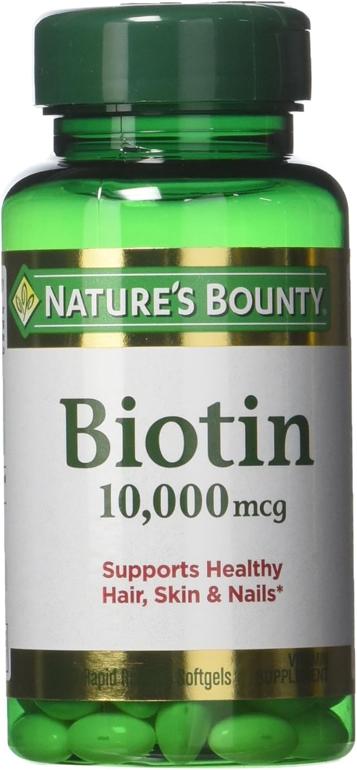 Nature's Bounty Biotin 10,000 mcg, Rapid Release Softgels, 120 Count (Pack of 3) - görsel 1