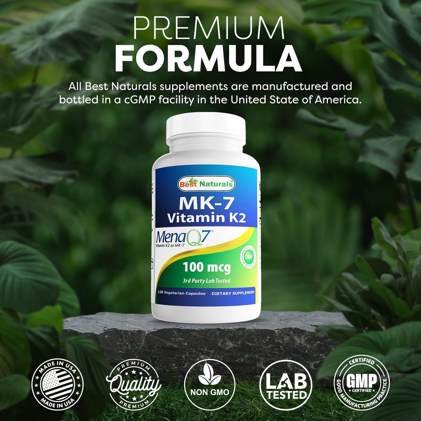 Best Naturals MK-7 Vitamin K2 100 mcg, 120 Vcaps - görsel 5