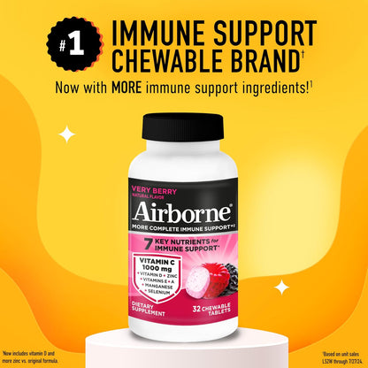 Airborne Very Berry Chewable Tablets, 32 Tablets