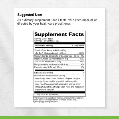 DAVINCI Labs Poten-C - Vitamin C Buffered Ascorbate with Minerals & Bioflavonoids - Contributes to Normal Immune Function & Collagen Formation - 250 Tablets - Vegetarian & Gluten-Free