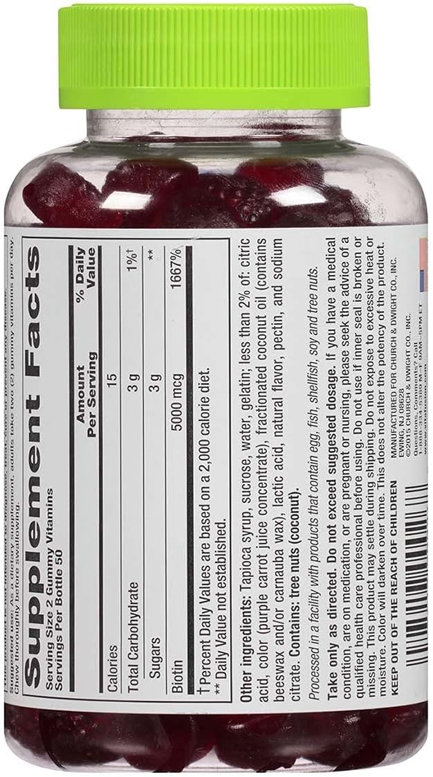 VitaFusion Biotin 5000 mcg Gummies, Extra Strength, Natural Blueberry Flavour – 300 Count (3 Pack) - görsel 5