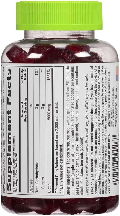 VitaFusion Biotin 5000 mcg Gummies, Extra Strength, Natural Blueberry Flavour – 300 Count (3 Pack)