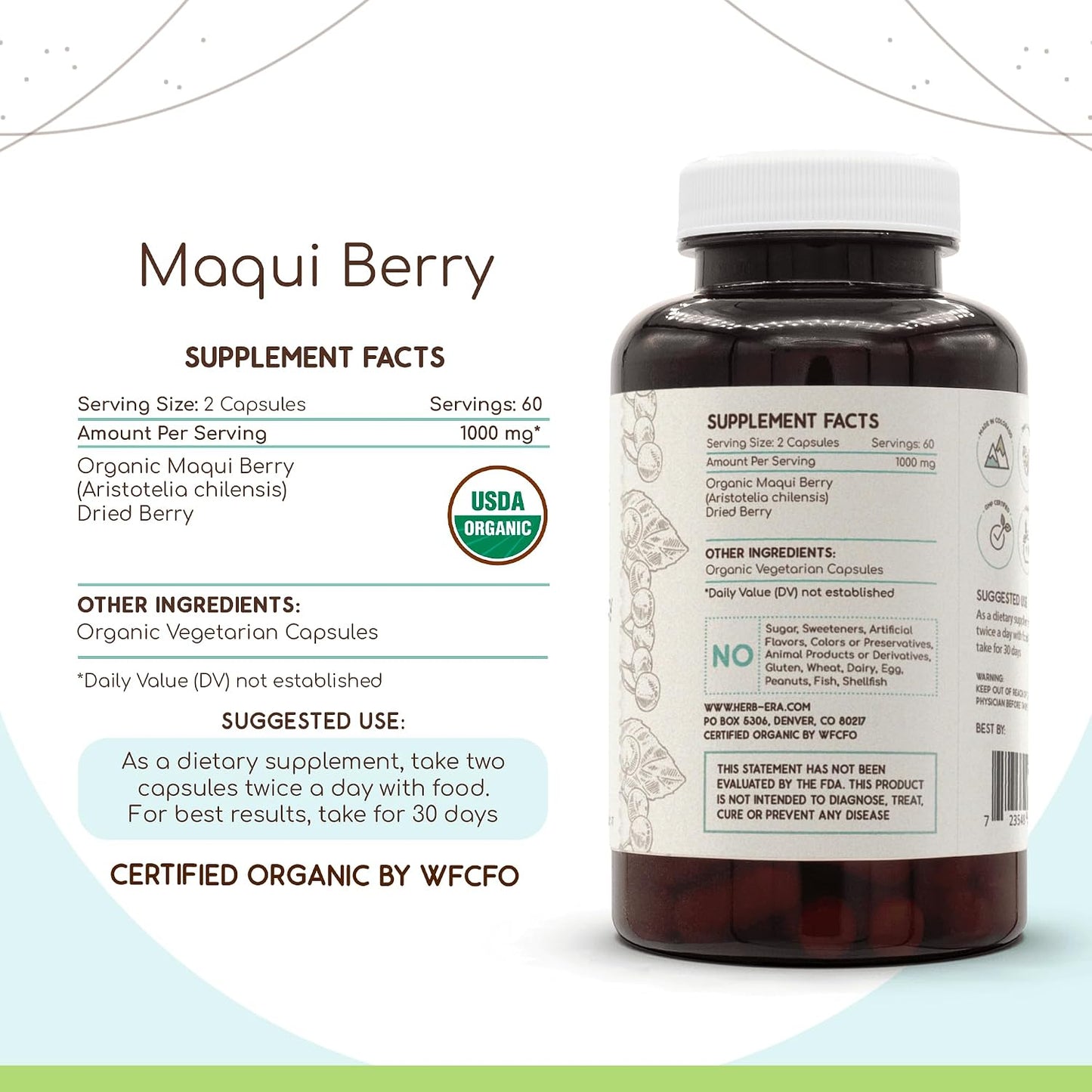 HerbEra Maqui Berry Certified Organic 120 Capsules – Natural Herbal Supplement - görsel 3