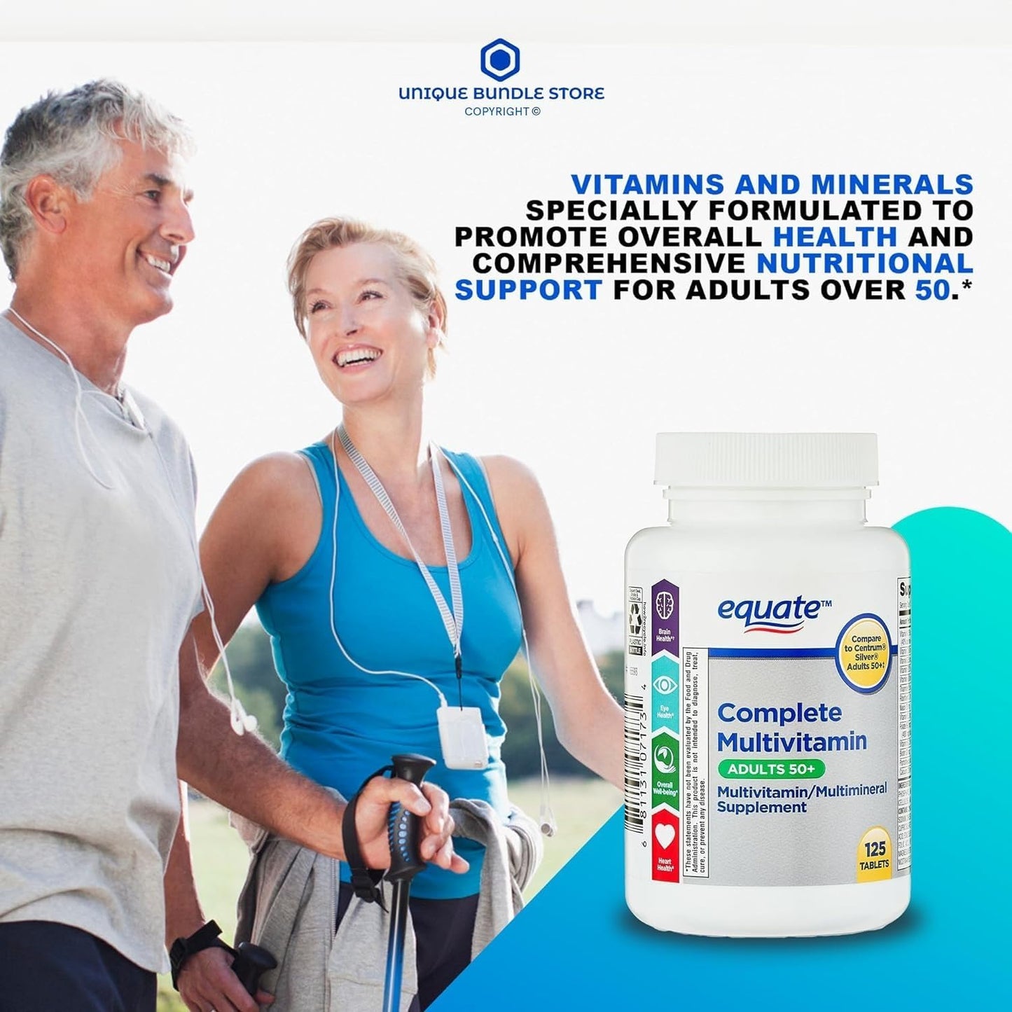 Equate Adult 50+ One Daily Complete Multivitamin, 125 Tablets - görsel 4