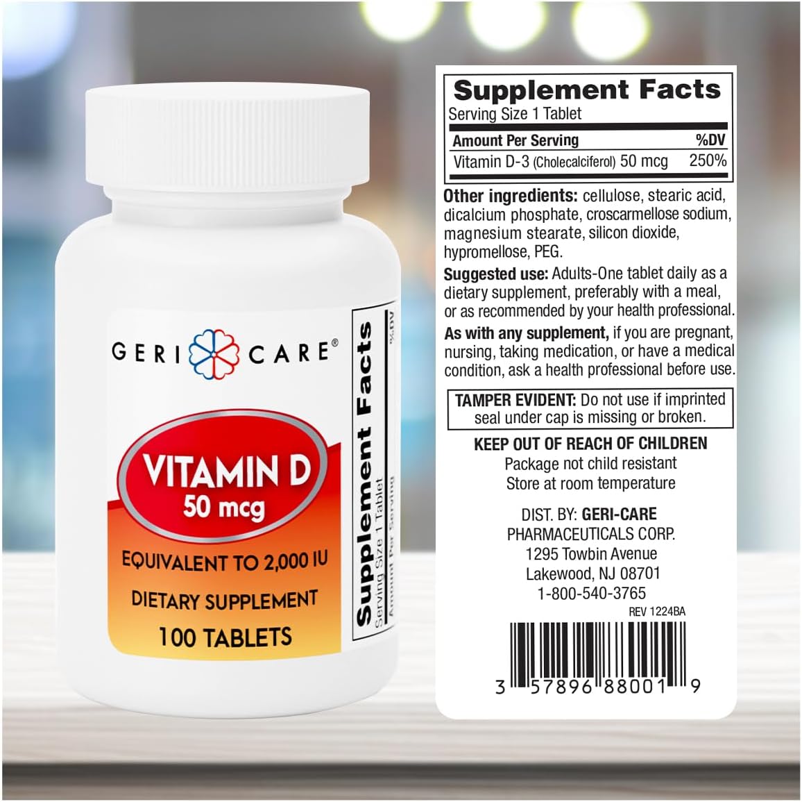GeriCare Vitamin D 50 mcg (2000 IU) – 100 Tablets – Bone Health, Muscle Function and Immune Support - görsel 3