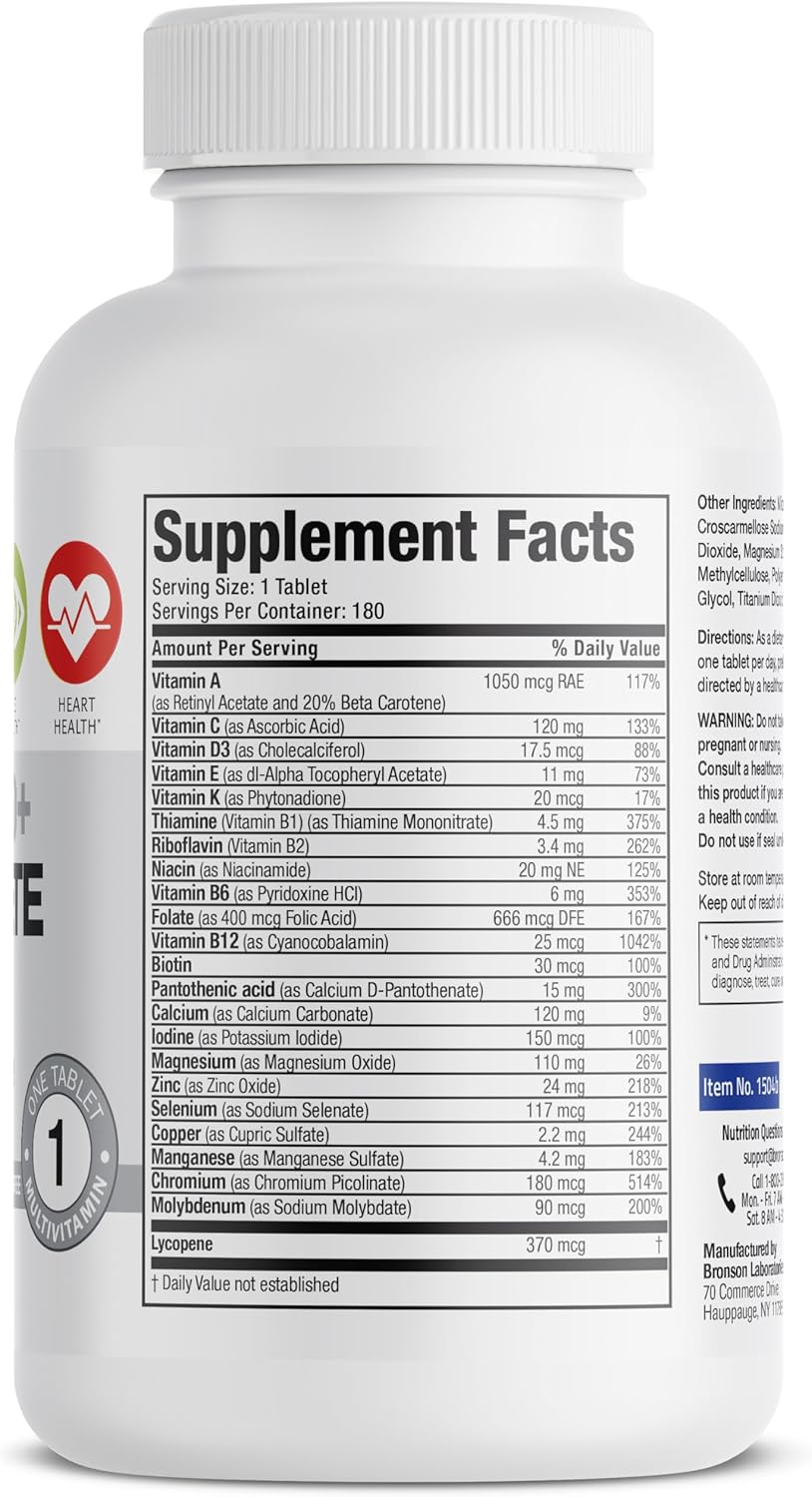 Bronson ONE Daily Mens 50+ Complete Multivitamin Multimineral, 180 Tablets - görsel 2