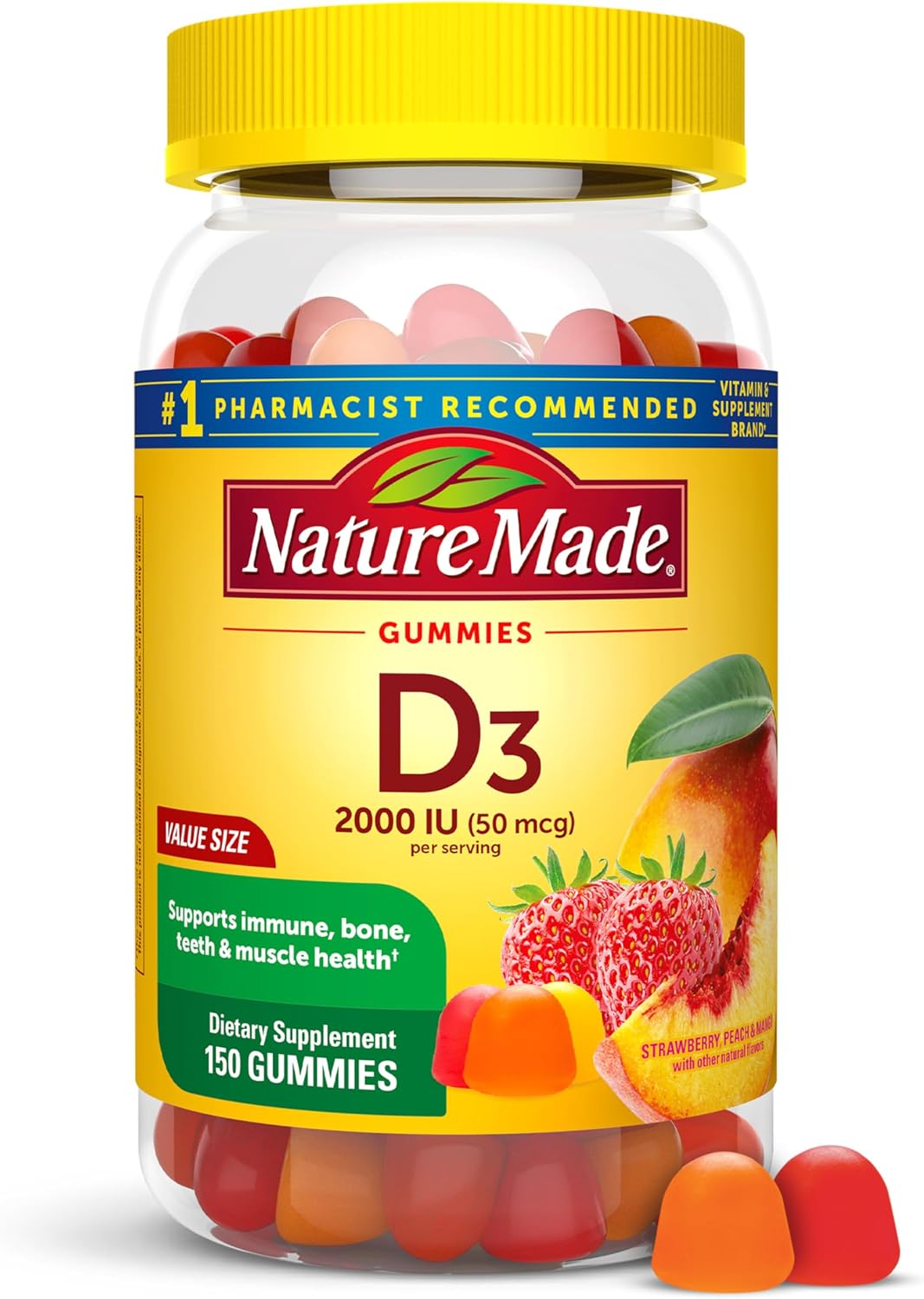 Nature Made Vitamin D3 2000 IU Gummies for Adults, 90 Count - görsel 10