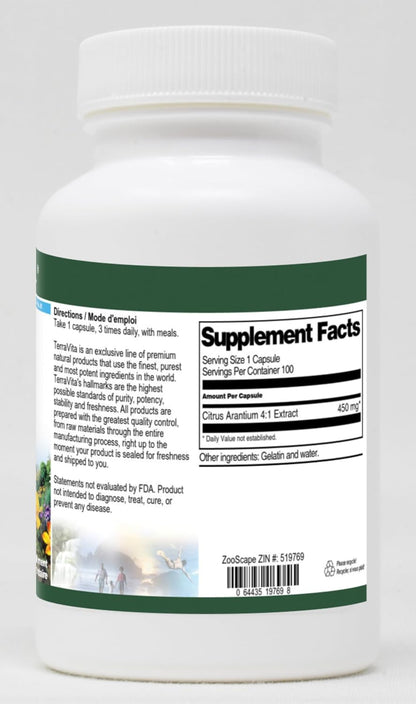 TerraVita Citrus Arantium 4:1-450 mg, 100 Capsules