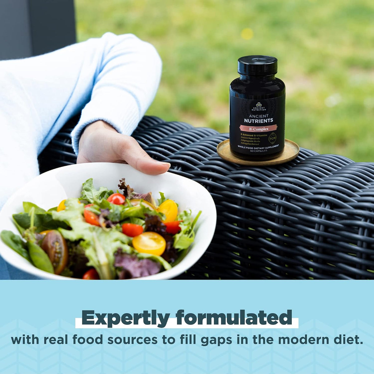 Ancient Nutrition Vitamin B Complex Supplement, 8 Balanced B-Vitamins, Enzyme Activated with Botanicals, Paleo & Keto Friendly, 60 Capsules - görsel 4