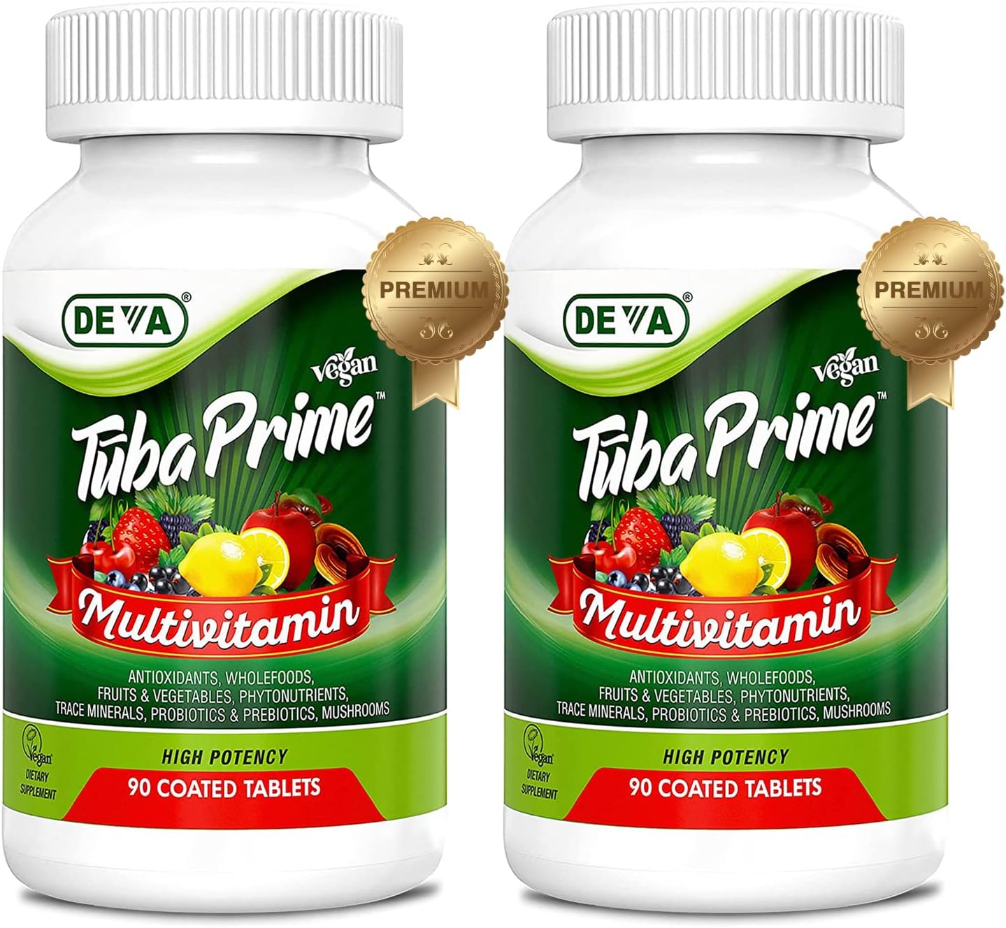 DEVA Tuba Prime Vegan Multivitamin – High-Potency Vitamin and Mineral Food Supplement with Antioxidants, Fruits, Vegetables, Super Mushrooms, Probiotics, Prebiotics, Seeds, Herbs – 90 Tablets - görsel 10