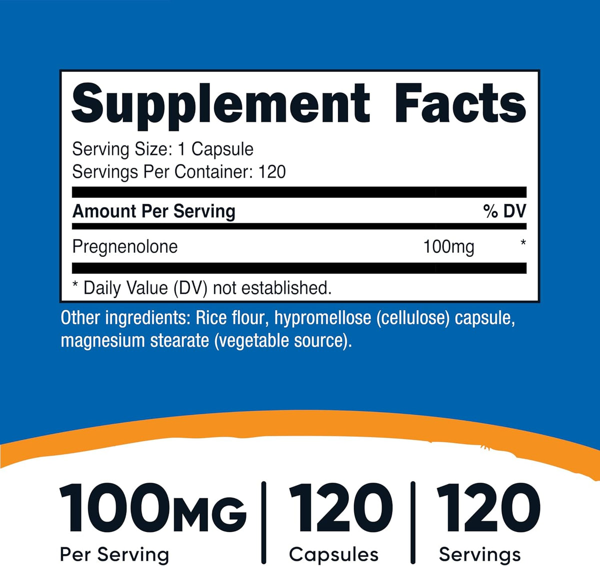 Nutricost Pregnenolone 100mg, 120 Capsules - Non-GM, Gluten-free, Vegetarian - görsel 2
