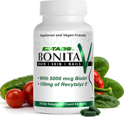 Essential Source Bonita V - Hair, Skin and Nails Vitamins with 5000 mcg Biotin, 60 Vegan Tablets