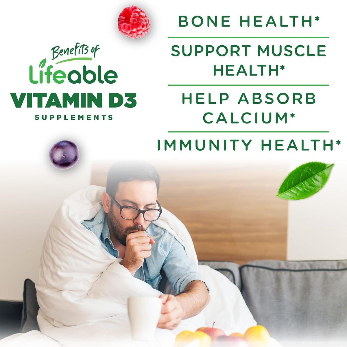 Vitamin D Gummies for Adults | 5000 IU D3 | Immune Support & Healthy Bones | 90 Gummies | Lifeable - görsel 3