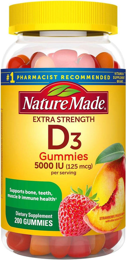 Nature Made Extra-Strength Vitamin D3 5000 IU (125 mcg) Gummies, 150 Count