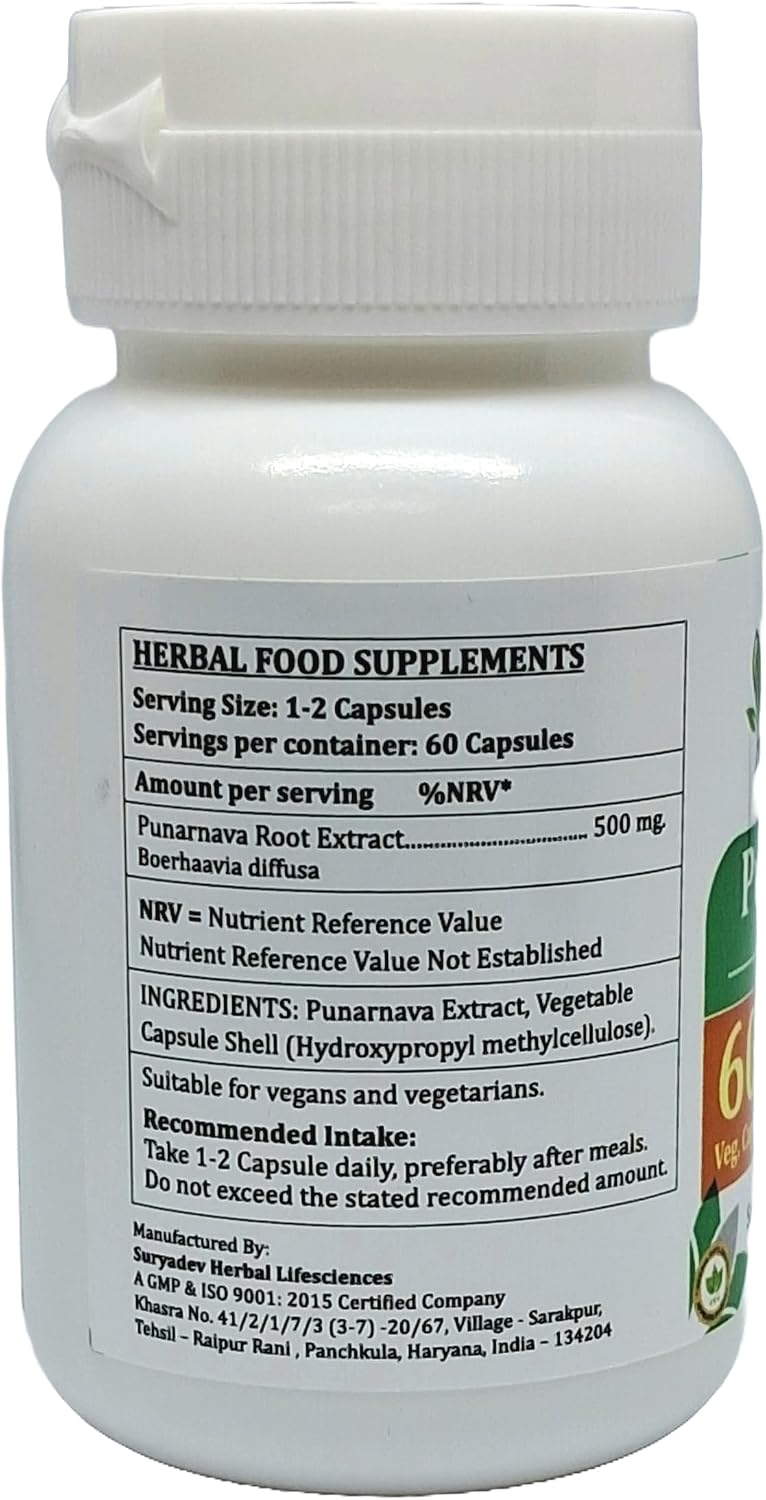 Punarnava Forte Capsule 500 mg - Ayurvedic Herbal Supplement (2 Bottles of 60 Capsules) - görsel 5