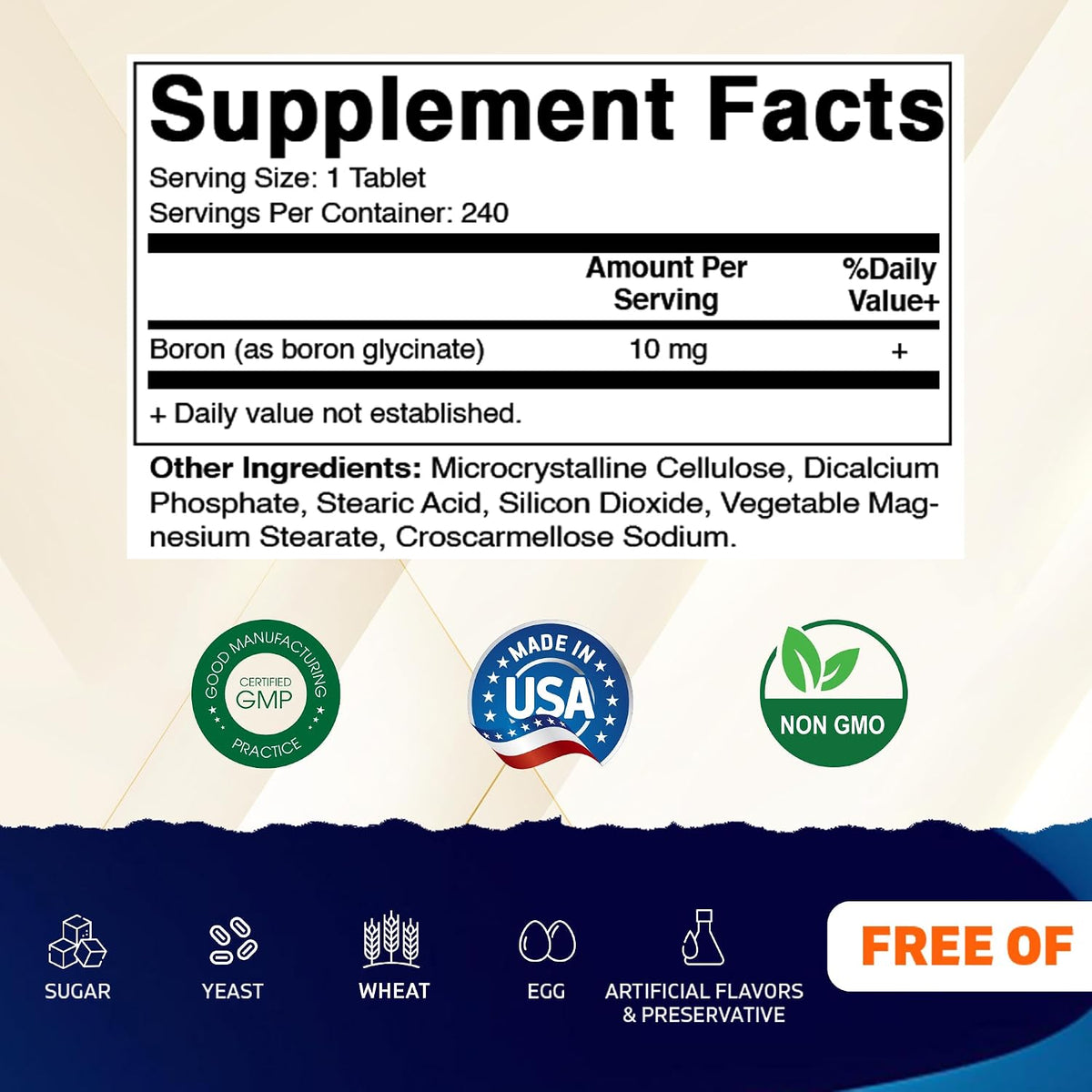 Vitamatic Chelated Boron (as Glycinate) 10mg 240 Tablets - görsel 2