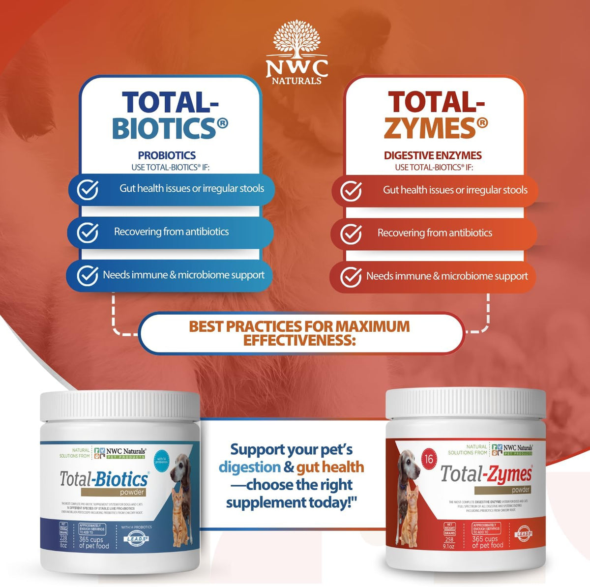 NWC Naturals Total-Digestion Twin Pack – Probiotics & Digestive Enzymes for Dogs and Cats (227 g each) - görsel 7