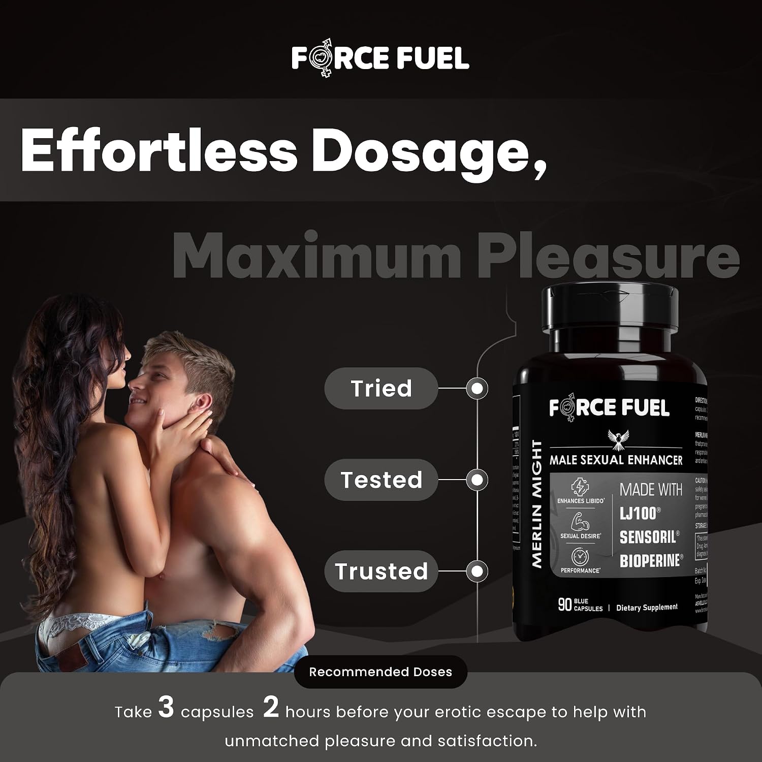 Force Fuel Merlin Might – Male Performance Support Supplement with Tongkat Ali and Ashwagandha - görsel 5