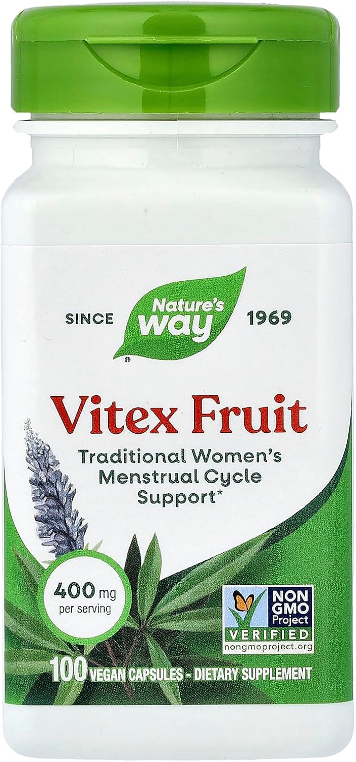 Nature's Way Vitex Fruit 400 mg, 100 Vegetarian Capsules - görsel 1