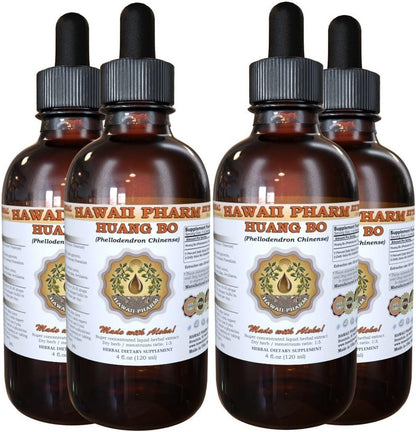 Huang Bo Tincture - Amur Cork Tree (Phellodendron Chinense) Bark Liquid Extract, 4x4 oz