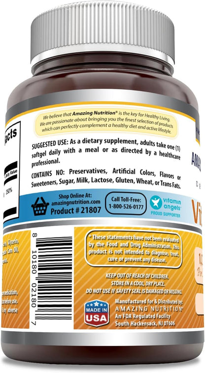 Amazing Formulae Vitamin D3 Supplement | 1000 IU | 240 Softgels | Non-GMO | Gluten-free | Made in USA