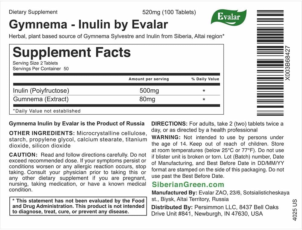 Gymnema Sylvestre Inulin Olidzhim Herb 100 Tablets - görsel 2