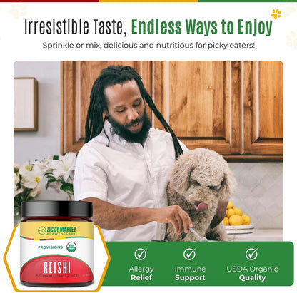 Ziggy Marley's USDA Organic Reishi Mushroom Powder for Dogs & Cats – Fruiting Body Extract, 90g