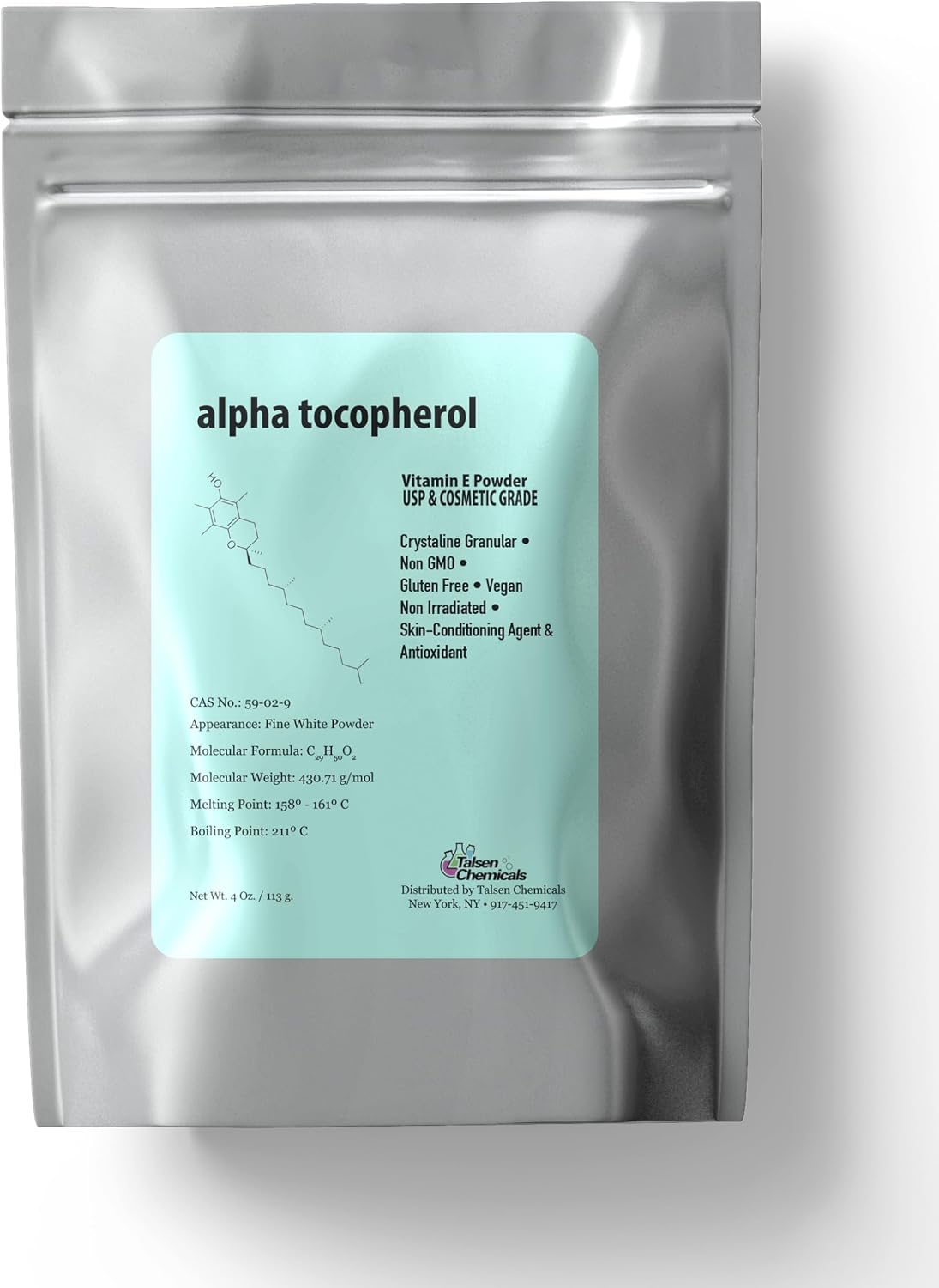 Alpha Tocopheryl Acetate Vitamin E Powder for Skin care DIY Cosmetic Grade 700 IU Acetate Powder (113 g) - görsel 1