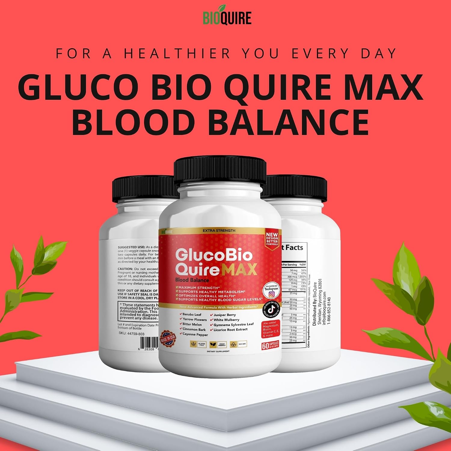 Gluco Bio Quire Max Blood Balance Ultra Food Supplement, 60 Capsules - görsel 5
