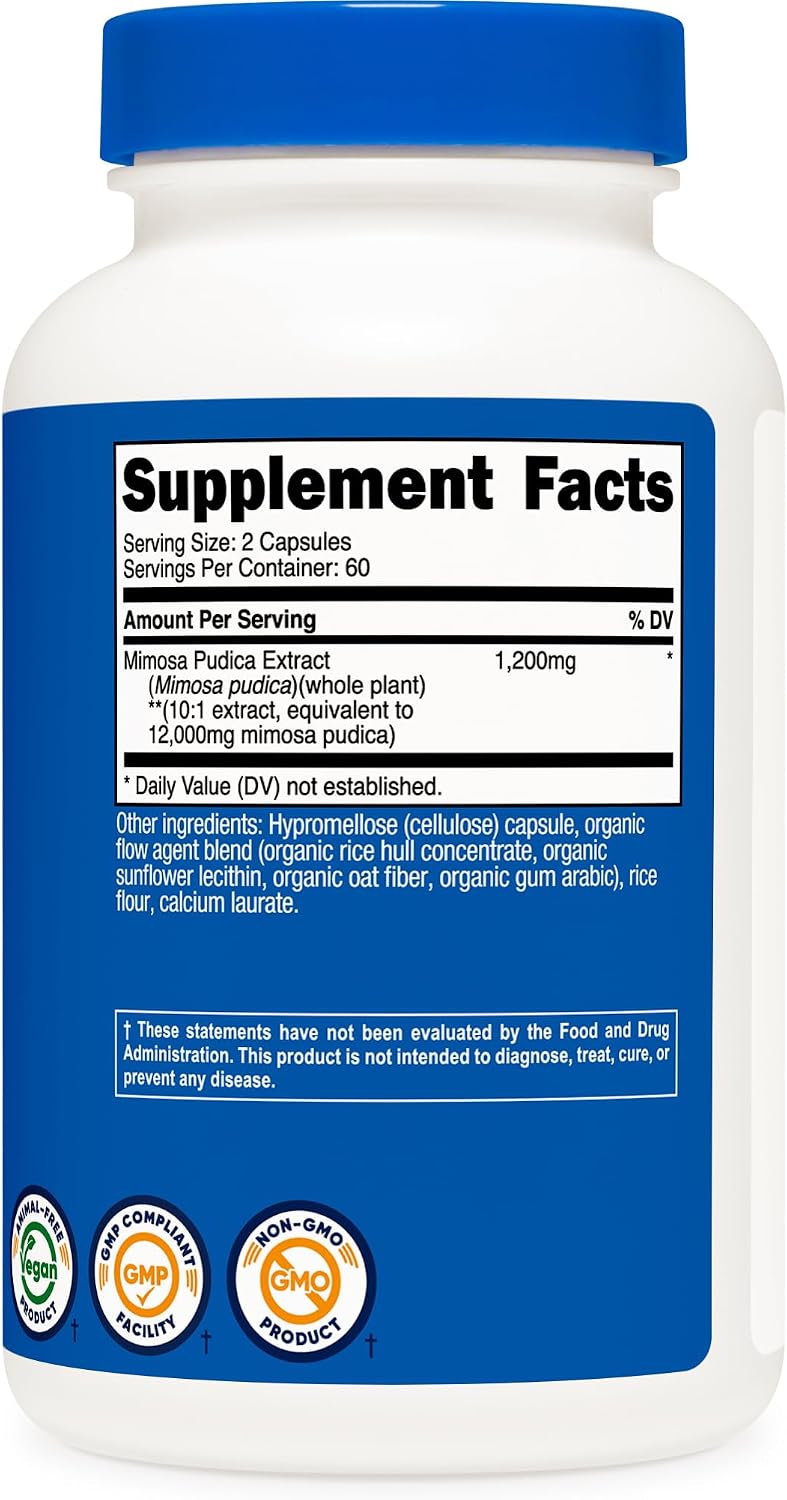 Nutricost Mimosa Pudica Seed Extract - 120 Capsules, 60 Servings, Vegan, Non-GMO, Gluten-free - görsel 5