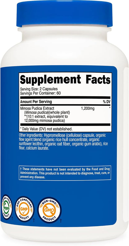 Nutricost Mimosa Pudica Seed Extract - 120 Capsules, 60 Servings, Vegan, Non-GMO, Gluten-free