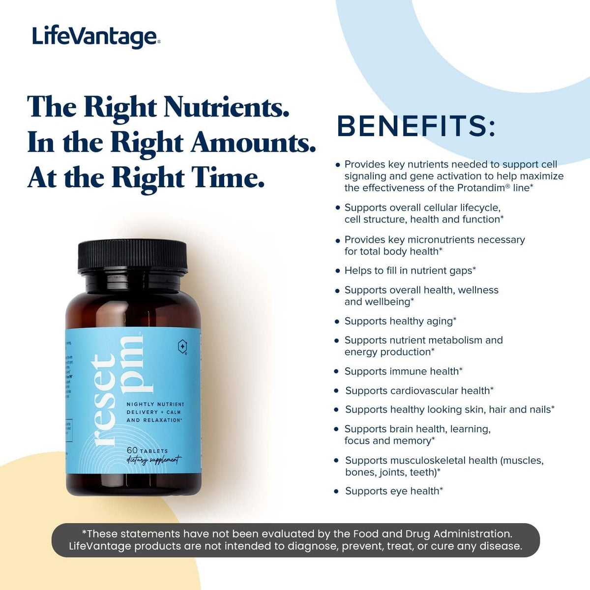 LifeVantage Reset PM - Advanced Multi-Nutrient Supplement, Restful Sleep & Optimum Health, 60 Tablets - görsel 4