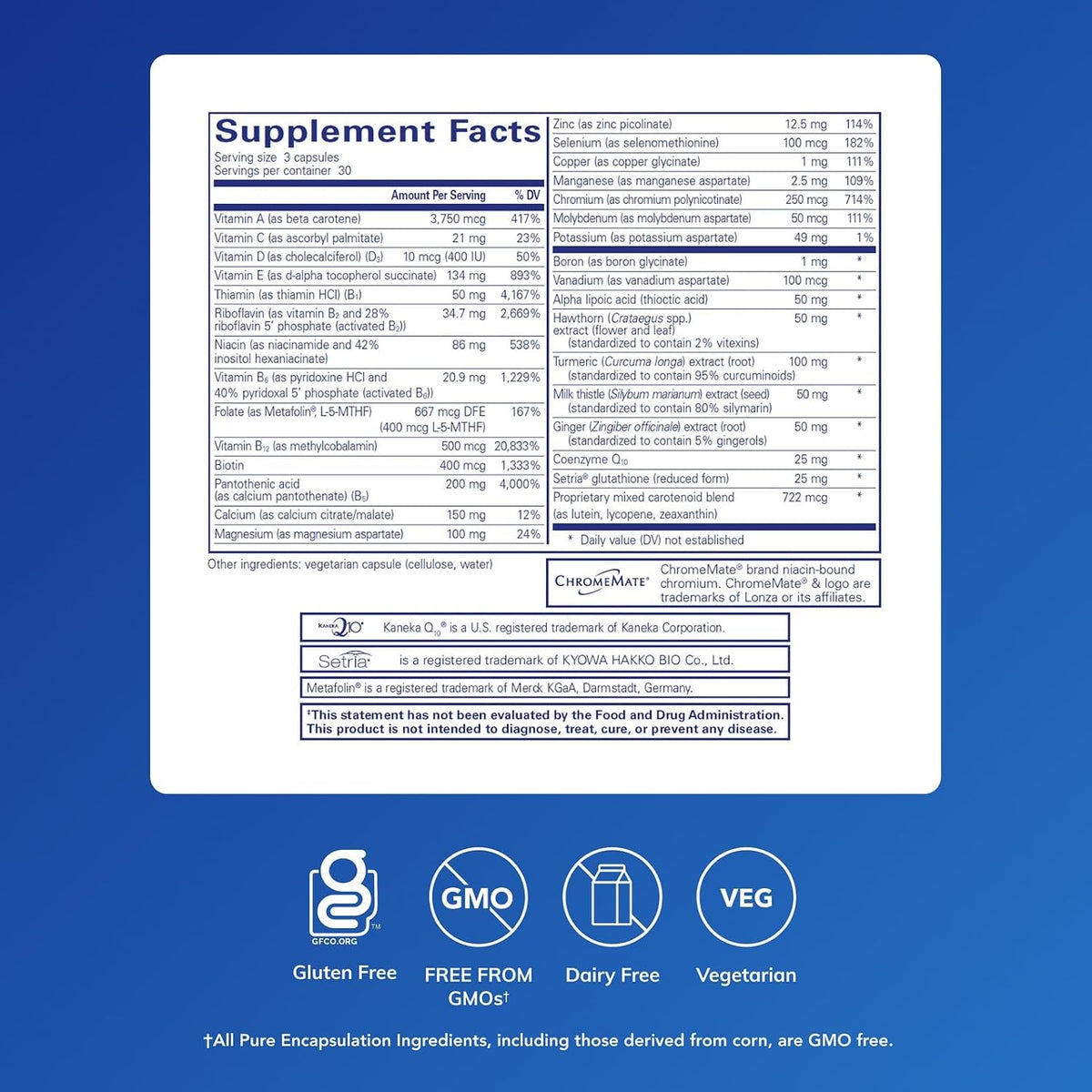 Pure Encapsulations UltraNutrient – Multivitamin and Mineral Complex with CoQ10 and Herbal Extracts, 90 Capsules - görsel 2