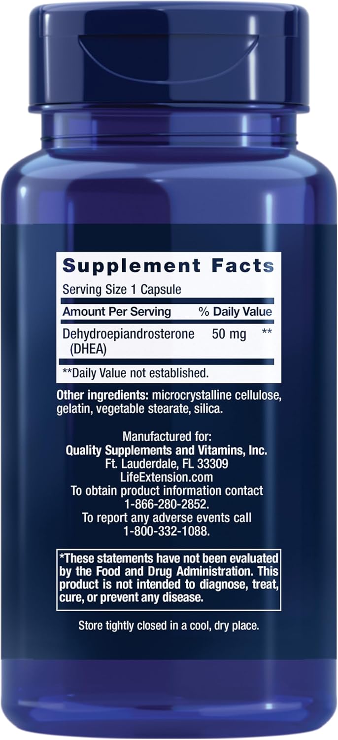 Life Extension DHEA 50 mg – Hormone Support for Healthy Ageing, Gluten-Free, Non-GM, 60 Capsules - görsel 2